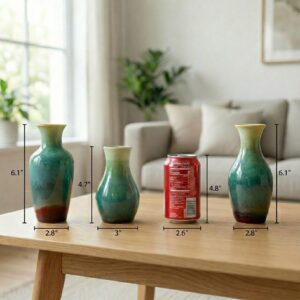 KeyDeco Small emerald green ceramic bud vase sizes comparing with Coke Can
