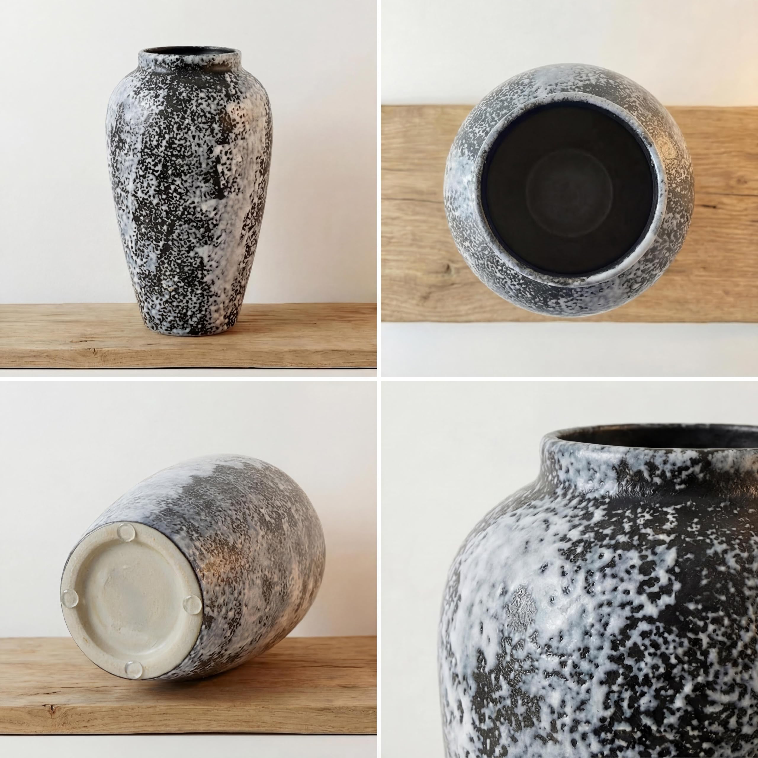 KeyDeco 10" Medium Rustic Ceramic Vase, Speckled Farmhouse Table Decor - Image 5